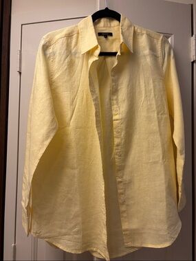 Quince Light Yellow Linen Button-Down Shirt NWOT